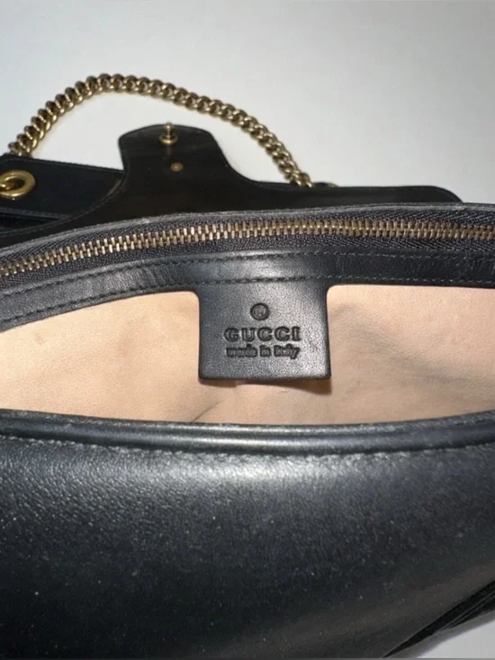 Gucci GG Black Quilted Marmont Leather Shoulder Bag with Gold Hardware - Picture 8 of 8